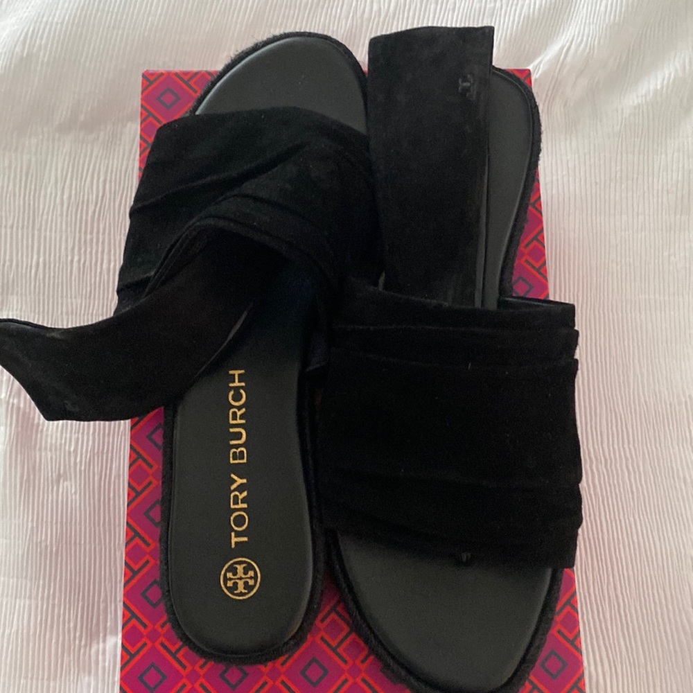 Tory Burch black suede sandals size 11